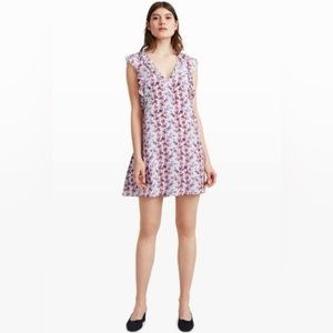 Club Monaco Baby Blue Ruffle Floral Silk Dress 00 XS